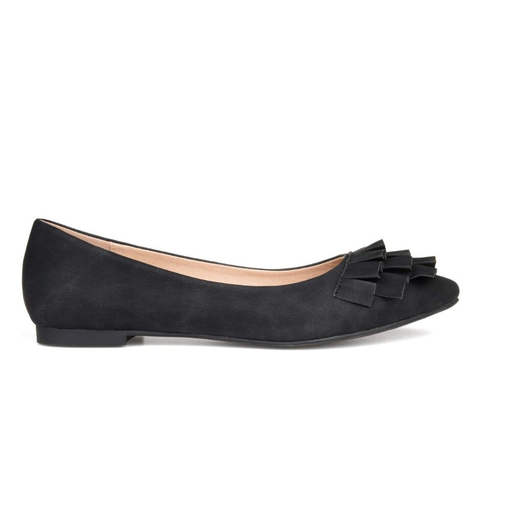 NiB Brinley Co. Women Judy Ruffled Accent Slip On Flat Black Sz 7.5 M $70 RY1436
